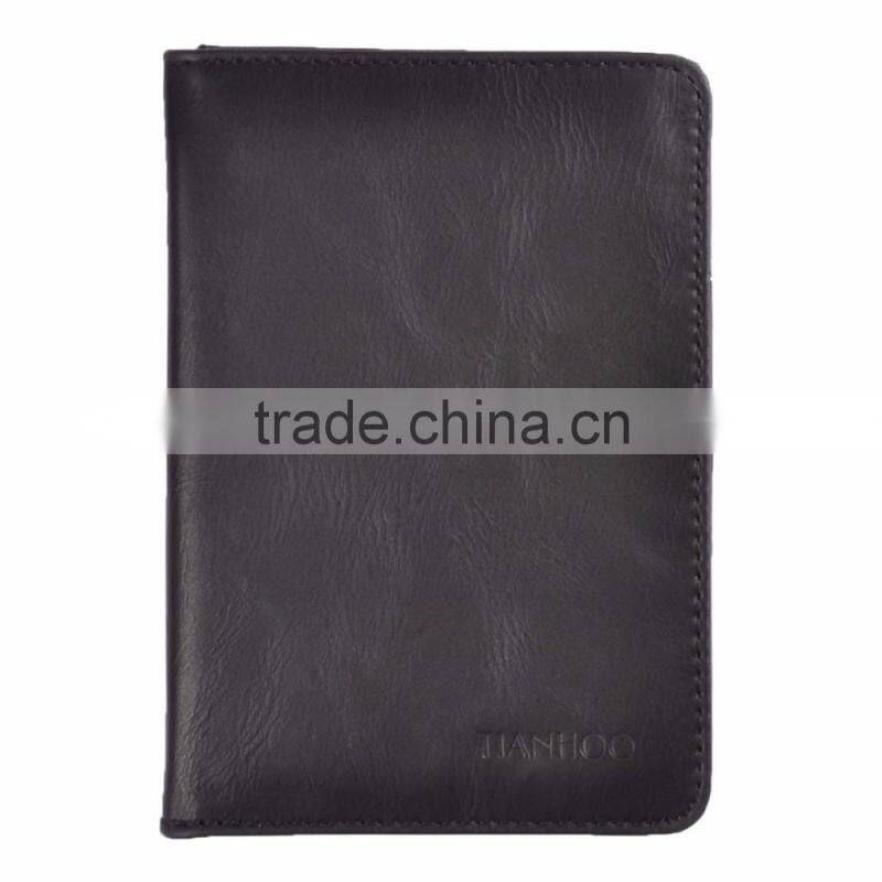 2017 personalized custom slim mens RFID Travel Leather passport wallet
