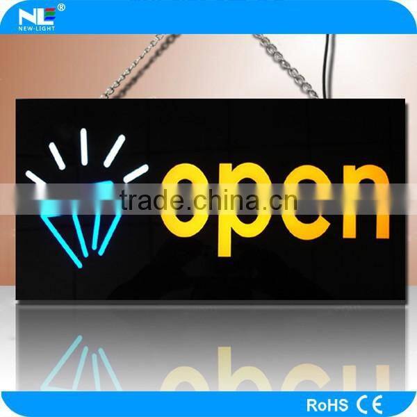 Semi-outdoor color changing LED resin sign Environmental-friendly LED open sign Acrylic panel LED display sign