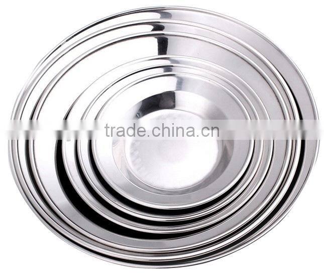 Polished stainless steel serving dish plate