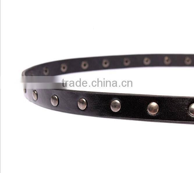 Wholesale rivets decorated D buckle sex girl thin PU knot waist belt