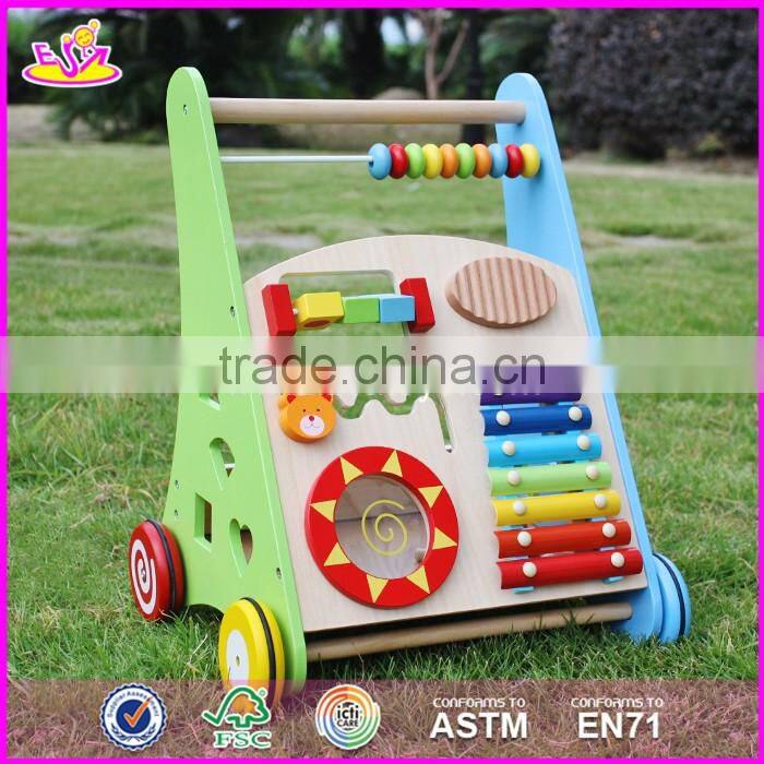Wholesale best design multi push along wooden baby walking toys W08J001