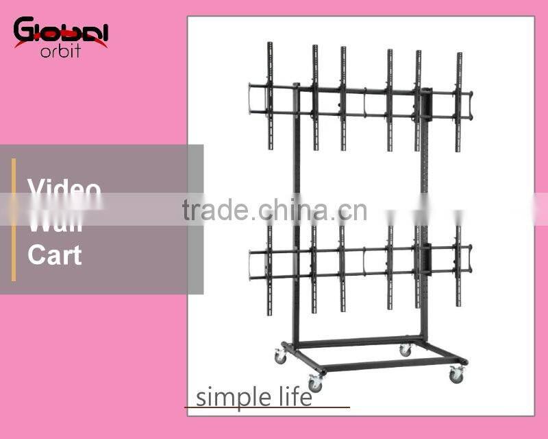 Perdurable Adjustable Mobile Display LCD TV Floor Stand With Wheels