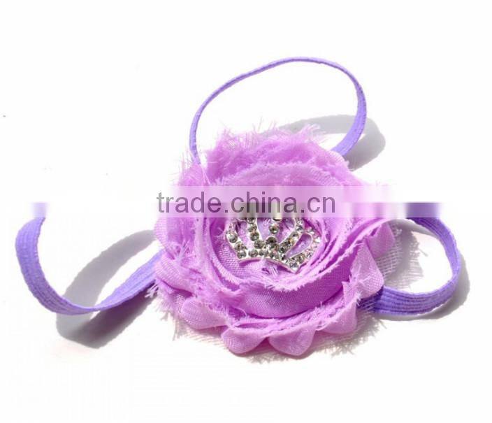 Baby Girls Rhinestone Crown Shabby chiffon flower Headband wholesale