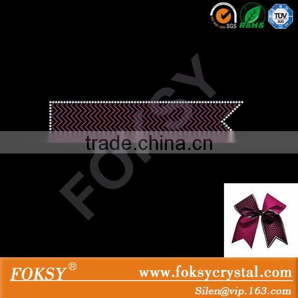 Red cheer bow strip rhinestone Iron On bling transfer Trim applique