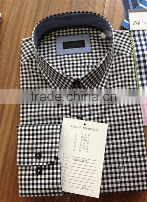 Men Gingham shirts 100 cotton checks/plaids shirt button down high collar shirts