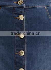 Lady's Newest Fashion Front Buttons Embellished Jean Skirt