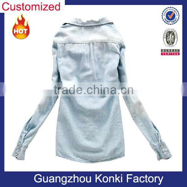 custom long sleeve wholesale jeans shirts