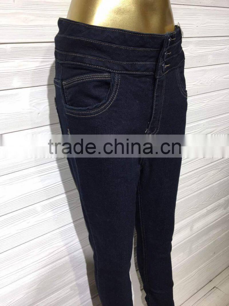 GZY Deep Blue Skinny Ladies Jeans Pants Wholesale Price Stock 2017