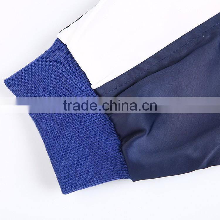 HAODUOYI Women Blue Winter Poppy Writer Bomber Jacket