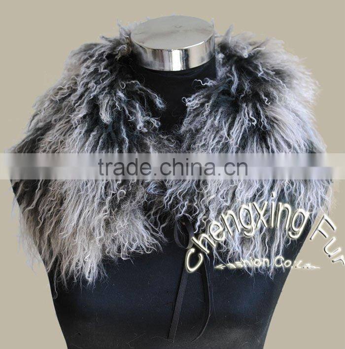 Detachable Genuine Tibetan Lamb Fur Banded Collar