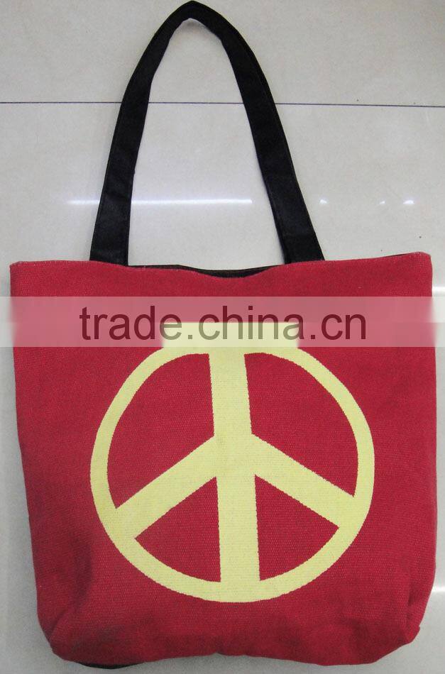 Fashion Lady popular cheap peace cotton canvas bag