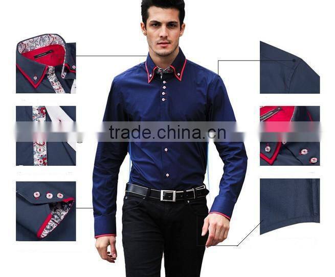 Mens deep color new fashion style shirt Korean version slim long sleeve shirt printed shirt