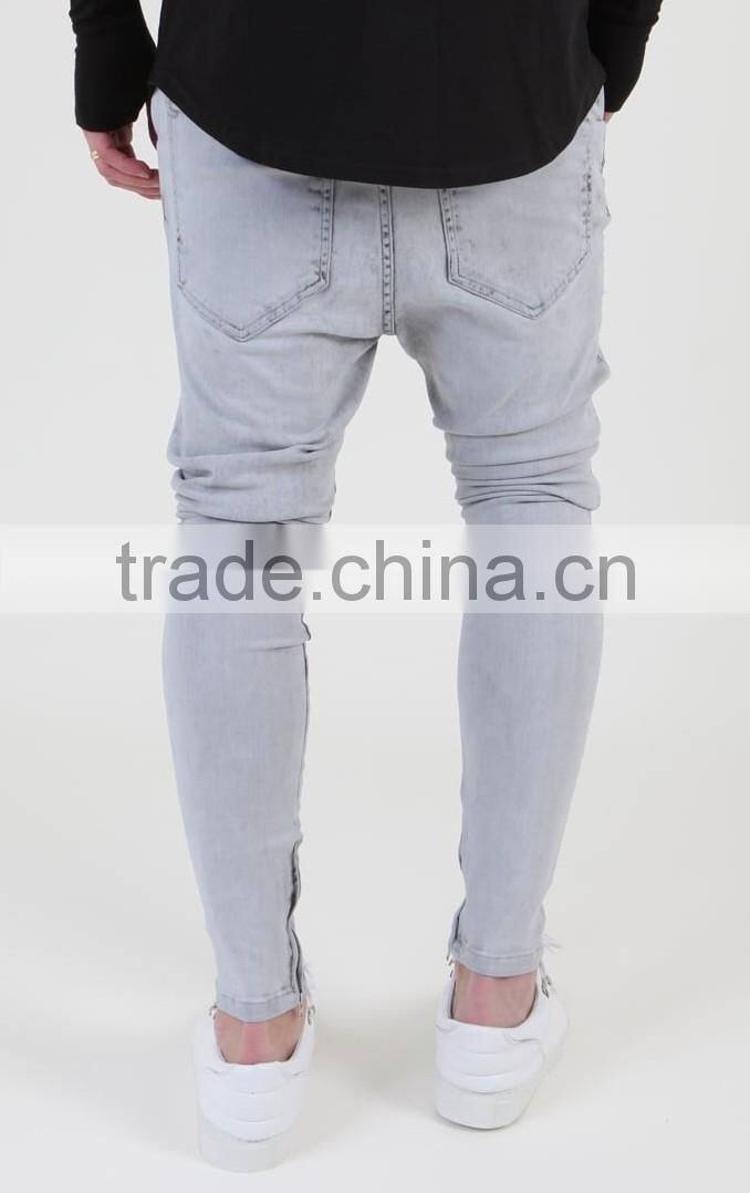 Mens Jeans Grey Good Stretch Denim Skinny jeans Top Design Denim Jeans Long Pants