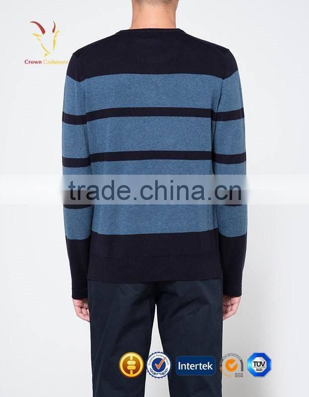 Stripe Crewneck Long Sleeve Pattern Knitted Sweater Pullover For Men