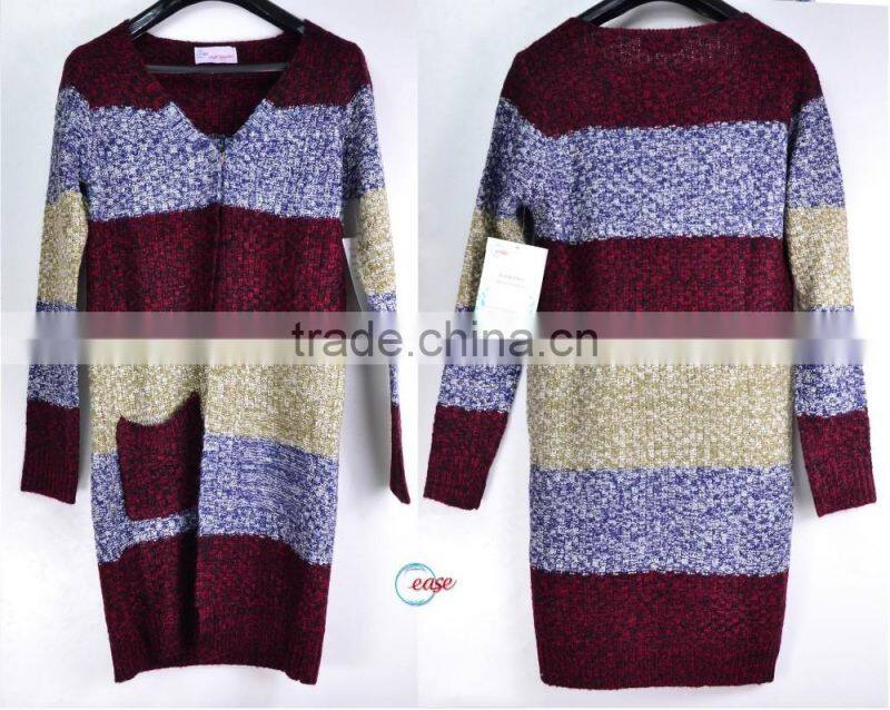men melange yarn Y neck shape long sleeve jumper classic sweater