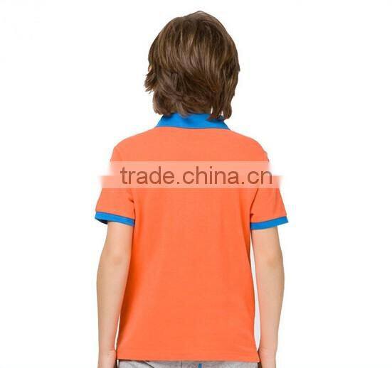new design short sleeve kid's slim fit contrast trim polo shirt