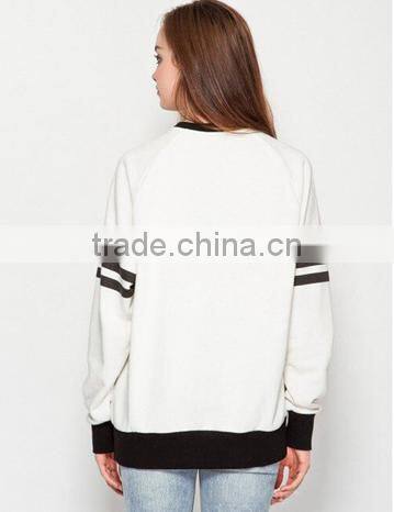 Cheapsale Garfield Printed White Long Sleeve Oversized Raglan Women's Plain Pullover Round Neck Long Sleeve Hoodie