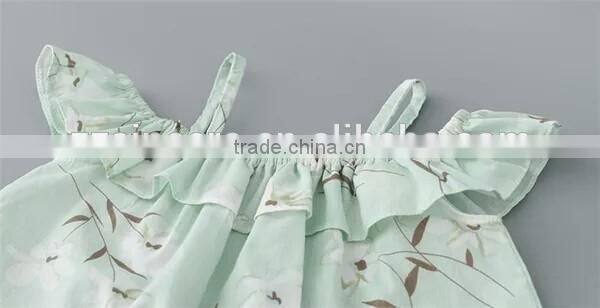 2016 summer girl kids clothes stylish designs white Spaghetti Strap t-shirt cotton baby girls dress set