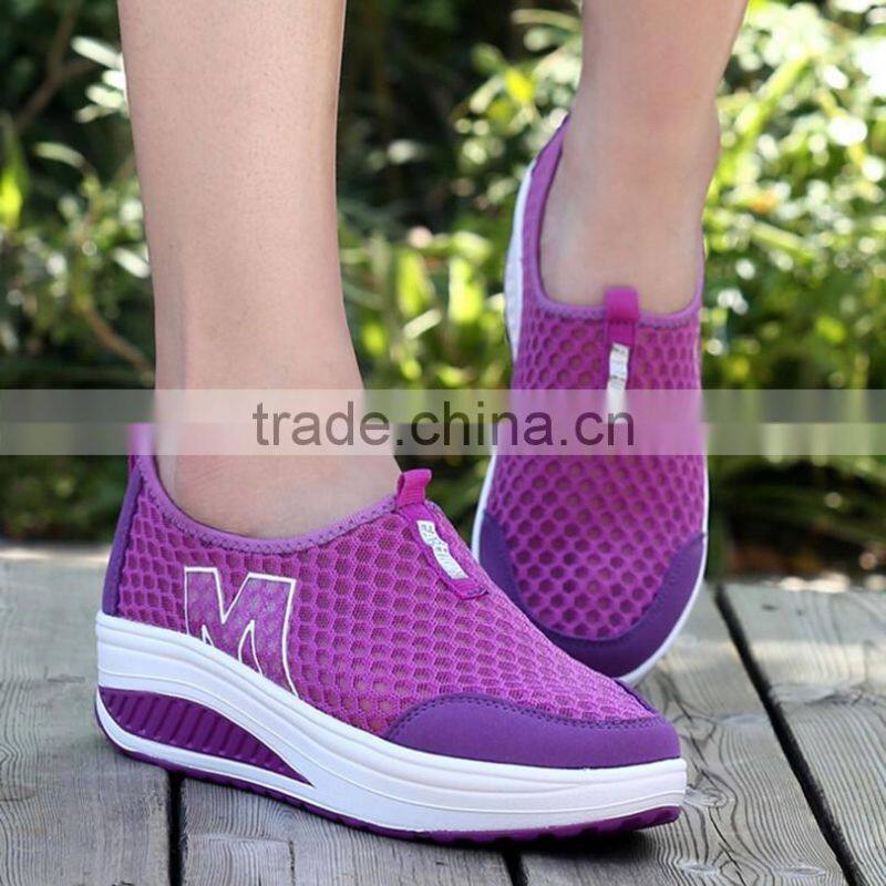 Height Increasing Summer Casual Shoes For Women Swing Wedges Shoes Breathable