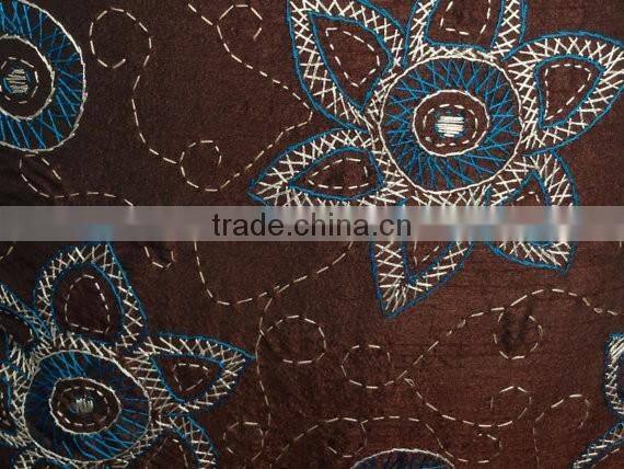 Dark Brown Kantha Pillow Cover, Kantha Pillow Cover, Brown Kantha Cushion Cover, Kantha Accent Pillow,