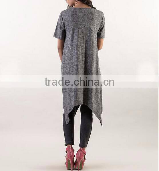 Custom super longline t shirt with asymmetric hem