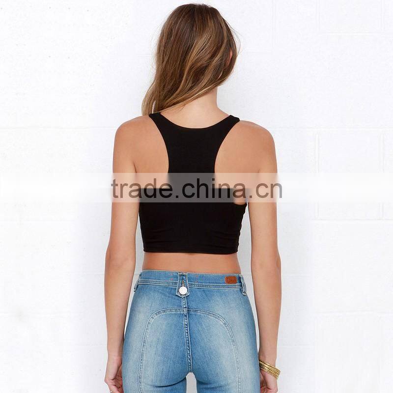 Women's Solid Color Basic Sleeveless Tank Crop Top Sports T Shirts