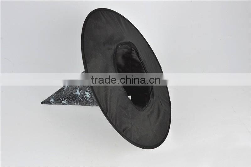 Black cobweb spider printed witch taffeta witch hat for halloween costume