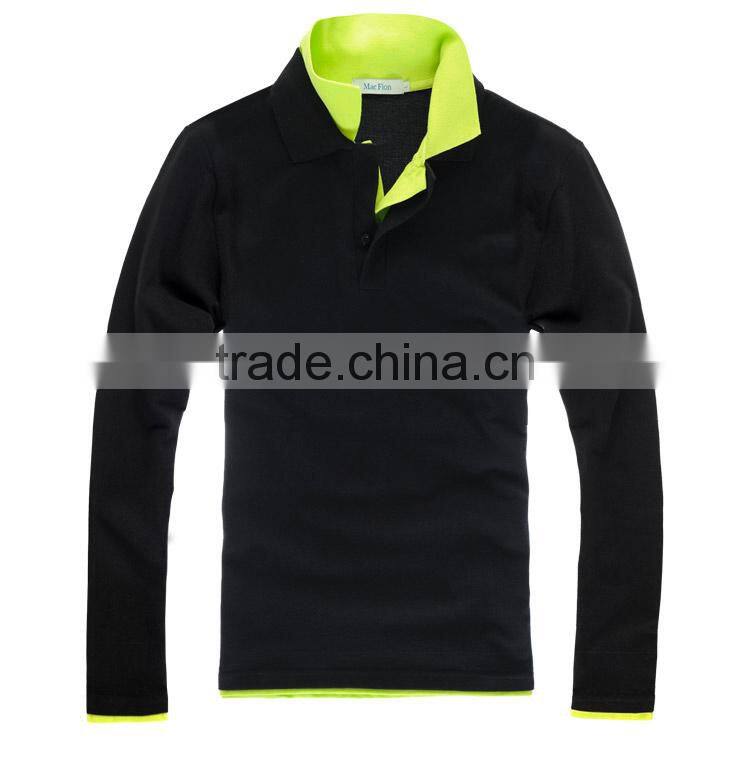 double neck long sleeves polo shirt design with combination
