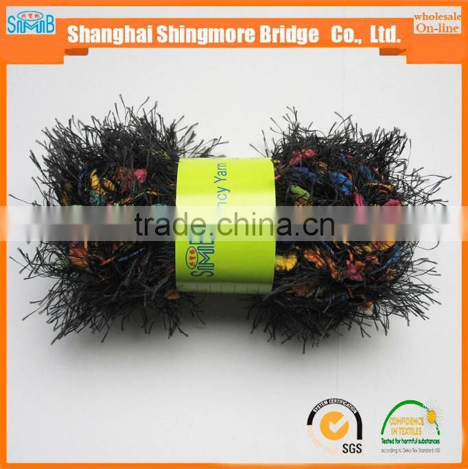 Online shopping first choice feather pompom yarn from China feather pompom twisted yarn factory in a low price