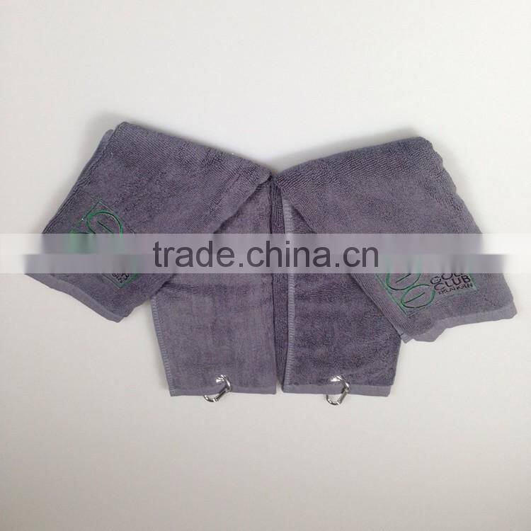 trifold golf towel custom golf towel with text embroidery and clip