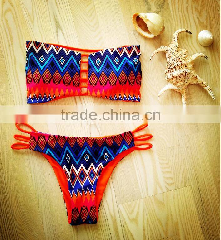 pineapple double side swimwear bikini/ mzyg halter bikini swimwear/ fancy bikini set swimwear beachwear
