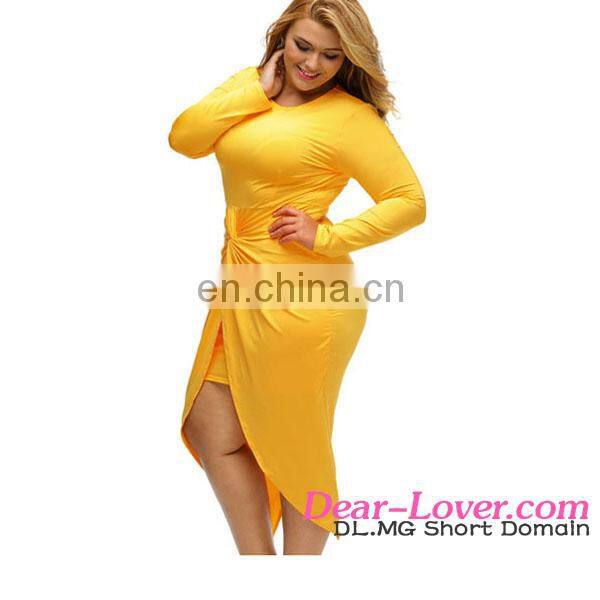 New cheap clothing Fashion slit long sleeve plus size sexy dress