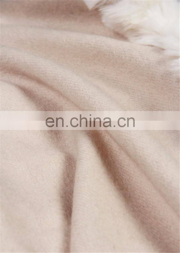 2016 new style wool cashmere rabbit fur shawl plain color women winter warm scarf