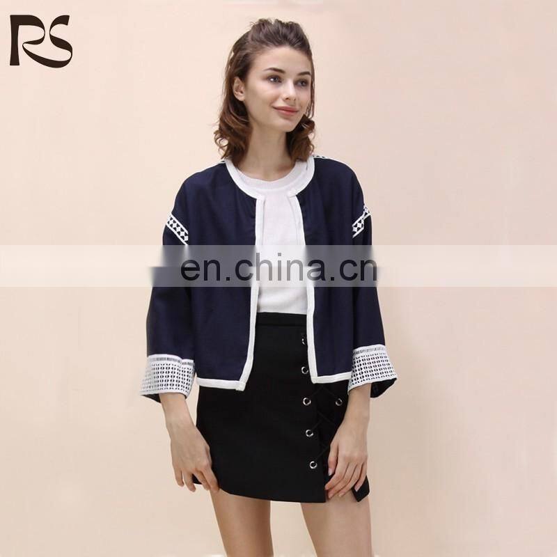 2017 new fashion color mixed print short lady jacket
