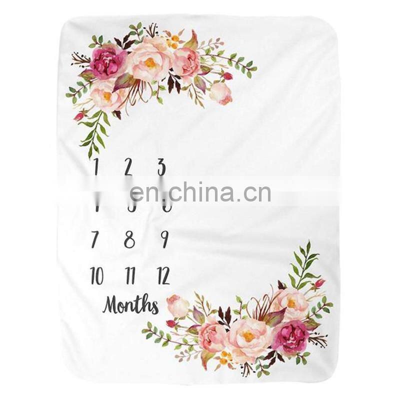 Premium Extra Soft Fleece Custom Digital Printing Soft Baby Monthly Milestone Blanket