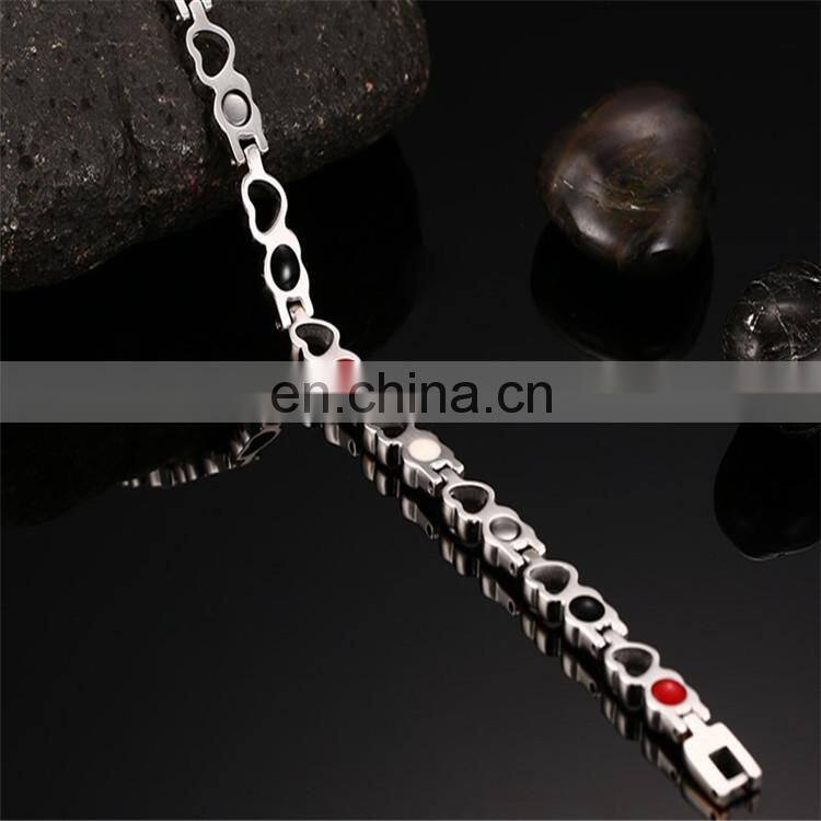 Heart style arthritis bangle adjustable titanium magnetic bracelet for women