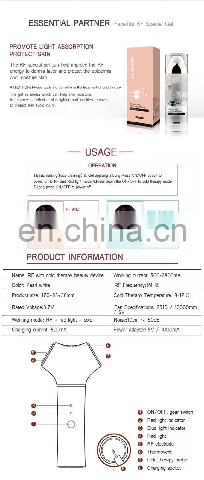 Beauty Equipment Anti Aging Radio Frequency Home Use RF Beauty Device Face Lift