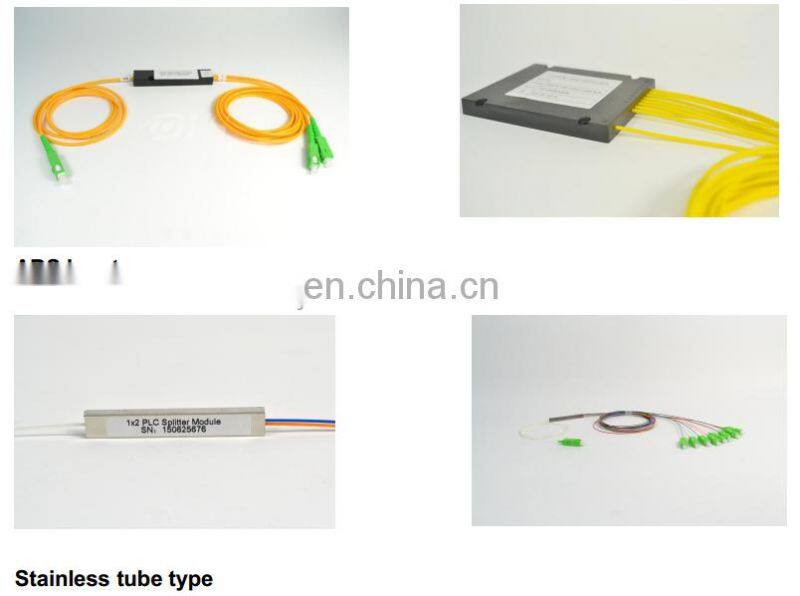 1:4,1:8,1:16 Mini steel tube type Fiber Optic PLC Splitter with SC connector