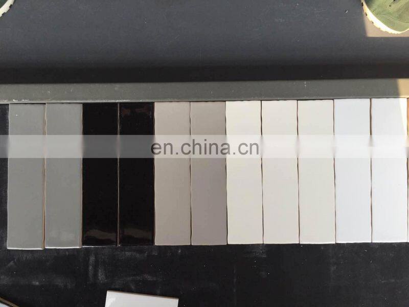 wavy edge handmade 75x300mm glossy dark grey subway tile ceramic wall tile OP035YE