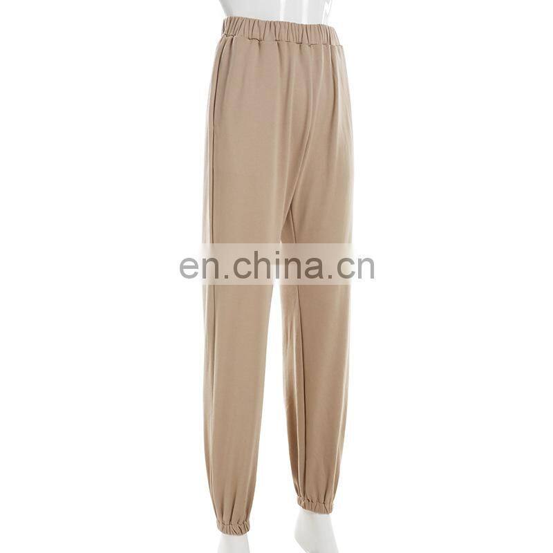 Europe and the United States 2021 foreign trade hot style women's clothing new trend basic earth color casual trousers trousers