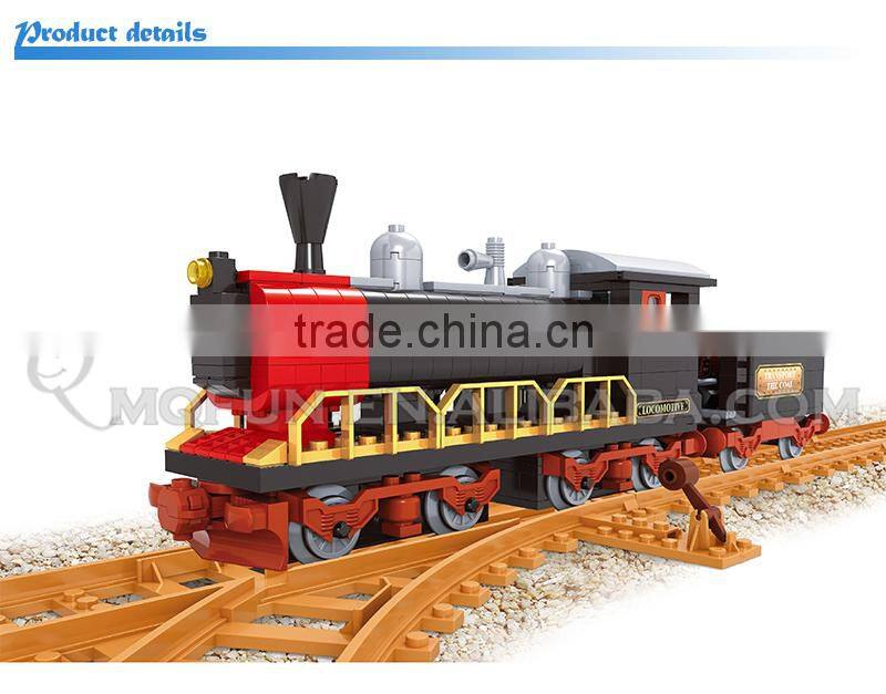 Mini Qute DIY classical train rail track Transport vehicle action figure plastic building block model educational toy NO.25610