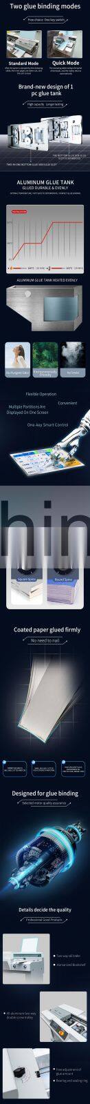 Guaranteed Quality A3 Perfect Hot Glue Book Binder Binding Machine With Bi-Direction Double Screw Rod Cart