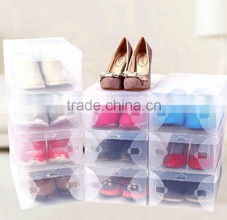 Household decorative PP clear shoe packaging box with handle