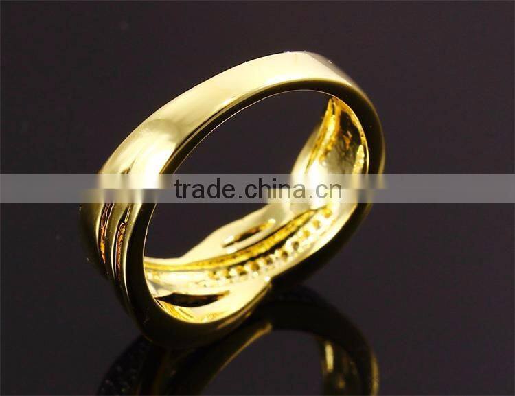 New Product 2017 Cubic Zirconia Hong Kong Factory 2-Tone Plated Wedding Band Ring
