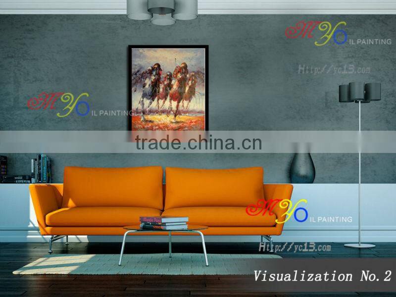 new handmade horse riding wall art canvas oil painting 50*60cm JH-323 wholesale cheapest factory direct
