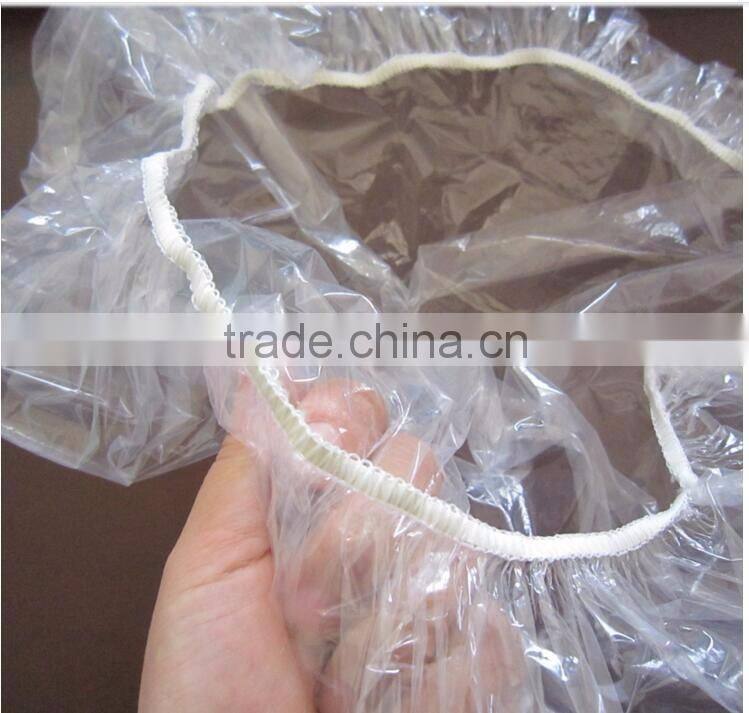 Disposable plastic hand made round shower cap