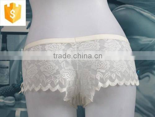 Ladies hot white flower lace wave side garment panty