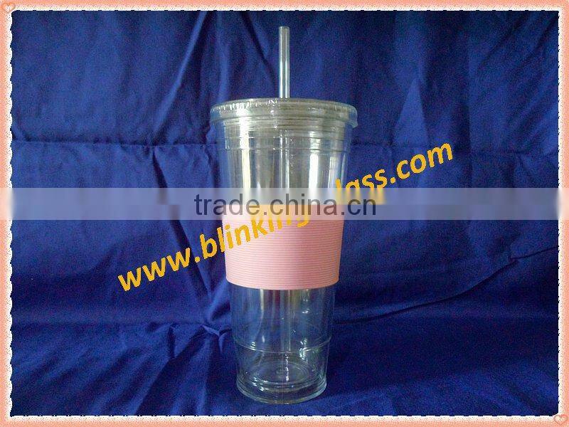 HOT! Highest quality food grade plastic cup with straw