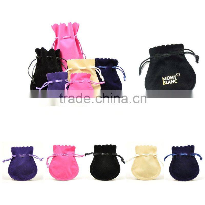 Custom Oval Velvet pouch Jewelry Drawstring Bag with custom printing