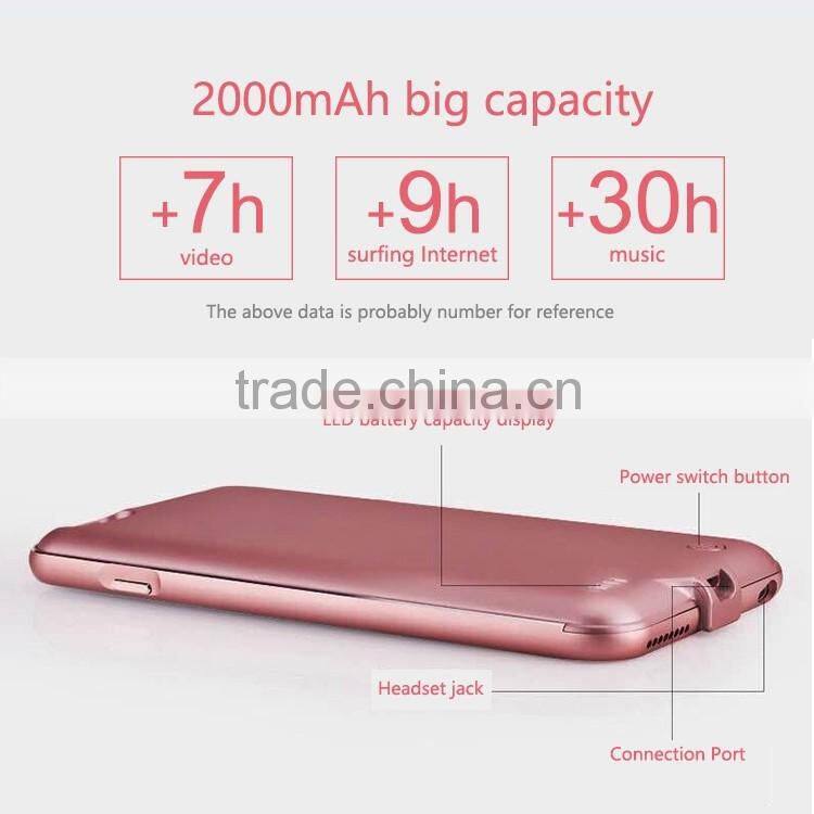 Rose gold color,no chin,high-grade,high quality battery case for iphone 6/6s